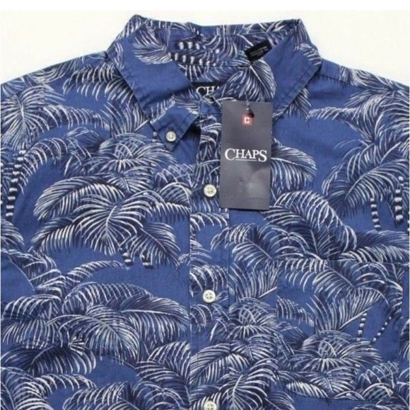 Chaps Mens Hawaiian Shirt Blue XL - Picture 3 of 7